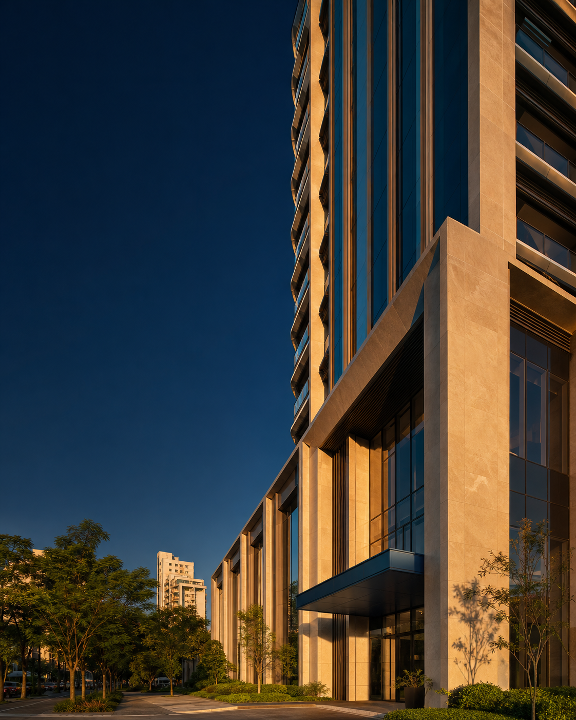 Edifício contemporâneo representando ativos imobiliários de qualidade